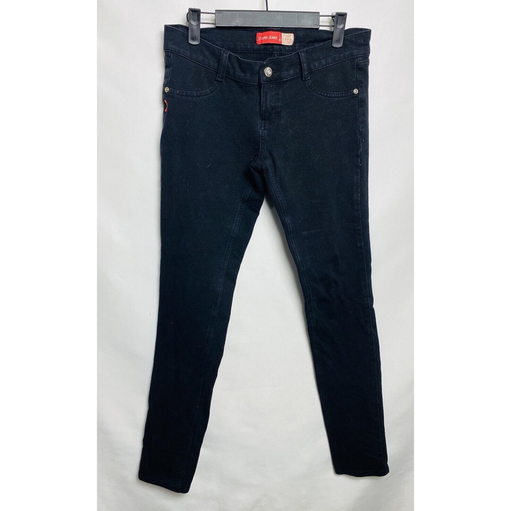 U Turn Women's Black Straight Slim Fit Stretch Jeans Size L 42